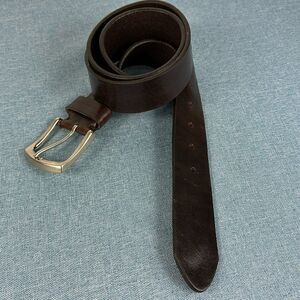 Vera Pelle Brown Leather Belt Italy Silver Hardware Size L